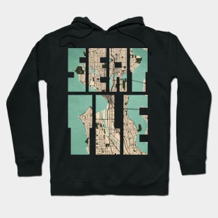 Seattle, USA City Map Typography - Vintage Hoodie